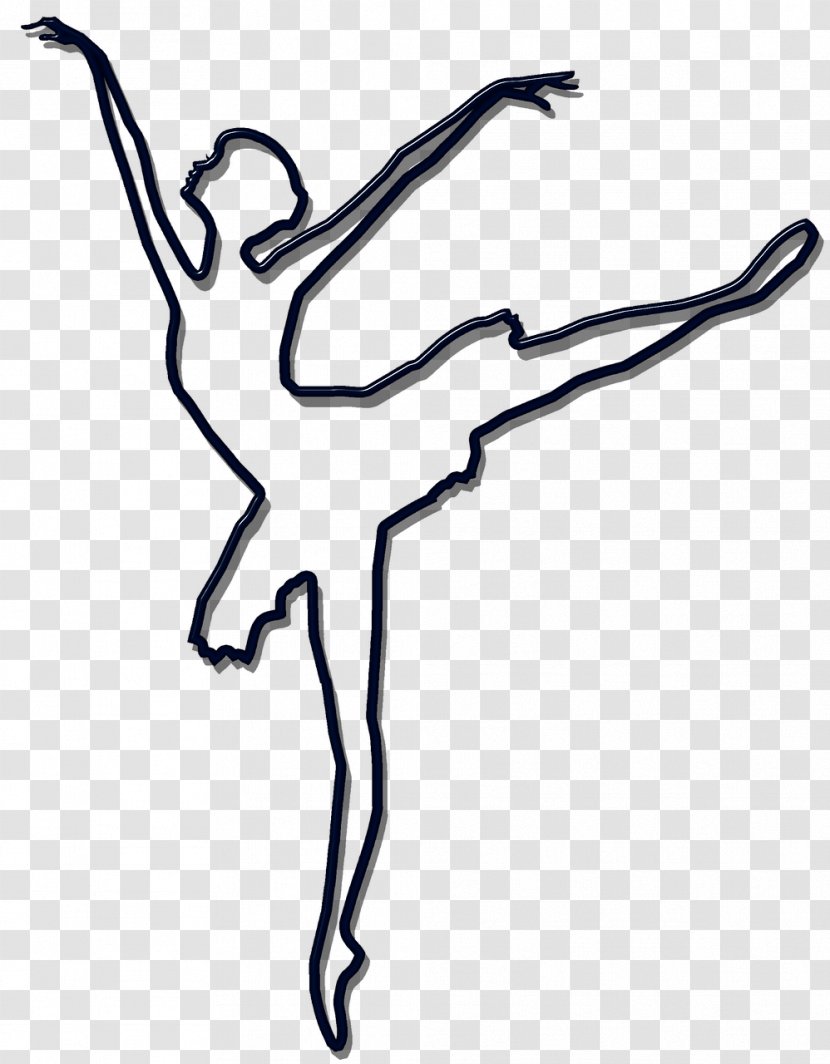 Ballet Dancer Black And White Line Art Silhouette Transparent PNG