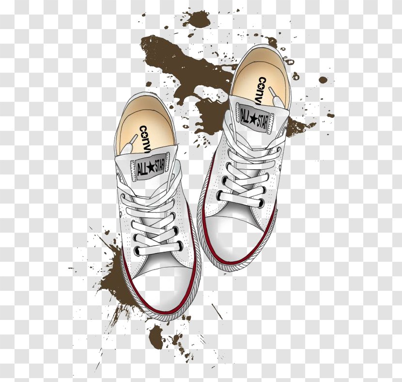 Converse Drawing Shoe Chuck Taylor All-Stars Illustration - Footwear - White Skateboard Shoes Transparent PNG