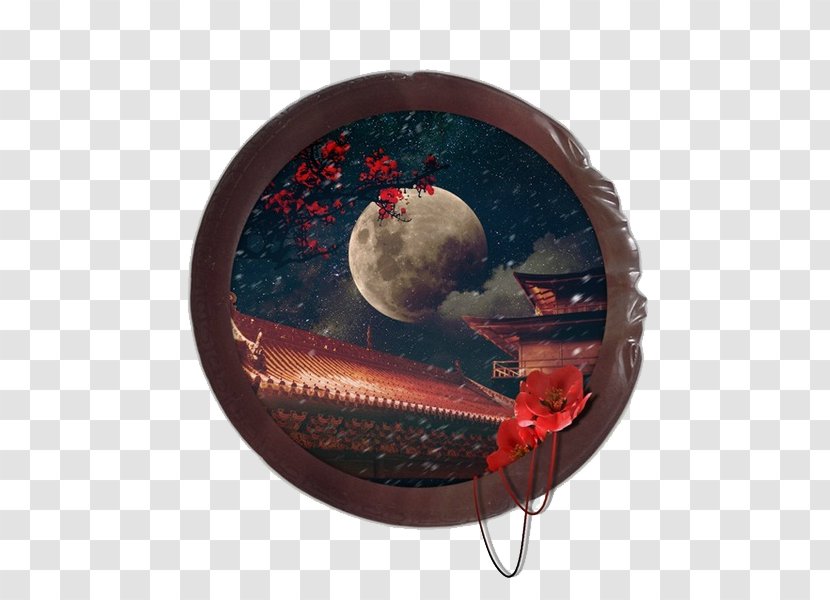 Drawing - Dishware - Round Moon Scenery Outside The Window Transparent PNG