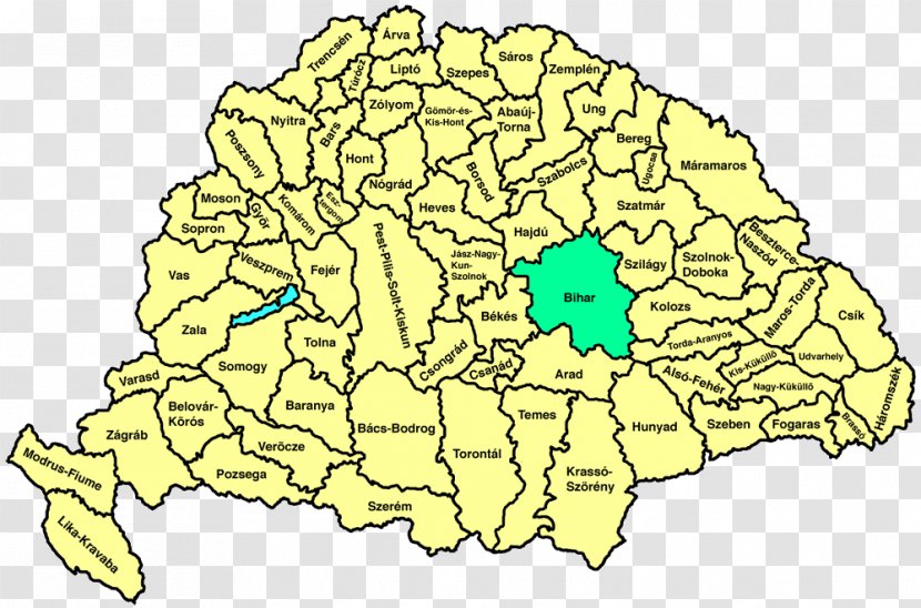 Kingdom Of Hungary Counties Bihar County Arad - Area - Map Transparent PNG