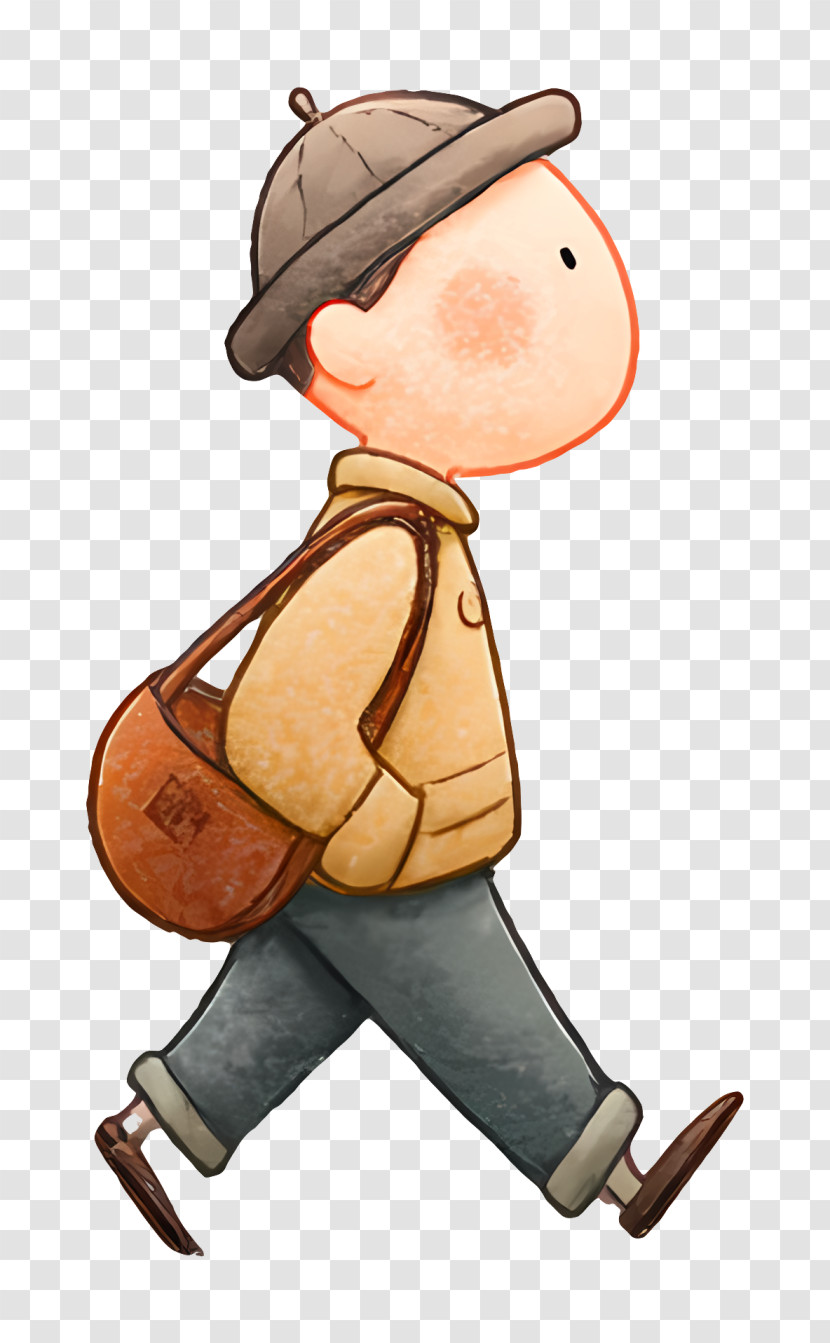 Cute Boy Walking With Satchel Transparent PNG