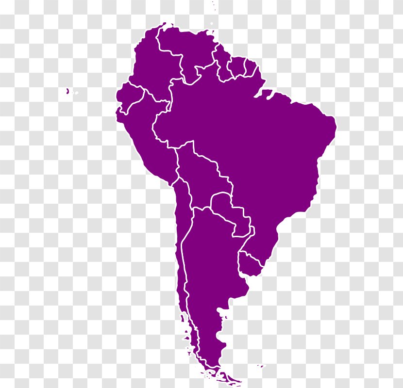 South America Latin United States Vector Map - Americas - Continental Borders Tab Transparent PNG