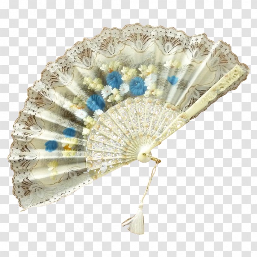 Hand Fan Clothing Accessories Lace Fashion Blue - Hand-painted Vintage Transparent PNG