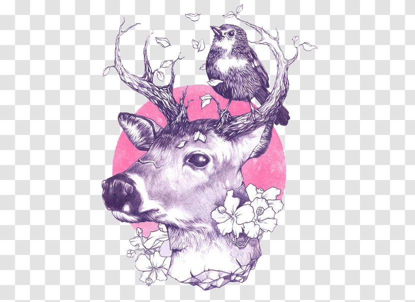 Deer Art Drawing Printmaking - Watercolor Painting Transparent PNG