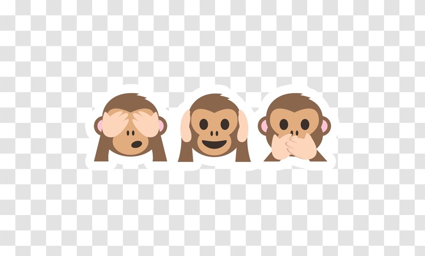 Sticker Three Wise Monkeys Emoji - Primate - Leave The Material Transparent PNG