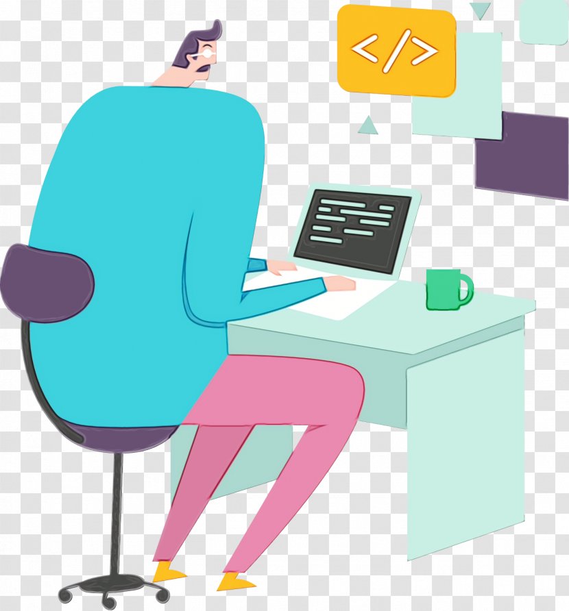 Furniture Cartoon Computer Desk Sitting - Chair - Table Transparent PNG