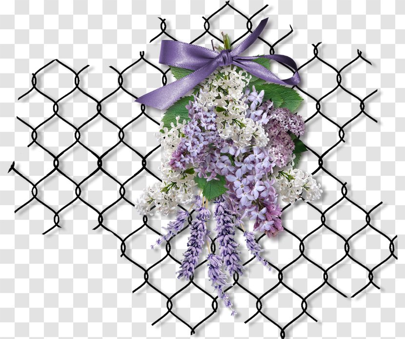 Chain-link Fencing Fence Barbed Wire Clip Art - Cut Flowers - Lilac Transparent PNG