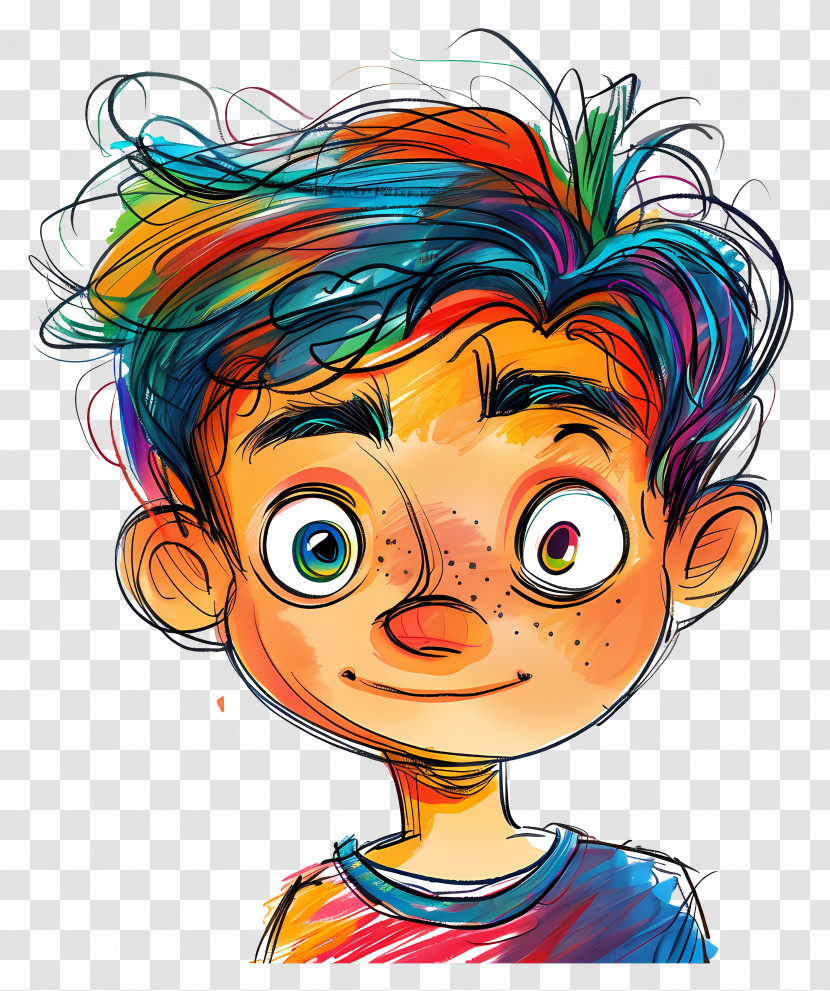 Cartoon Boy - Cartoon Illustration Of Colorful Boy Transparent PNG