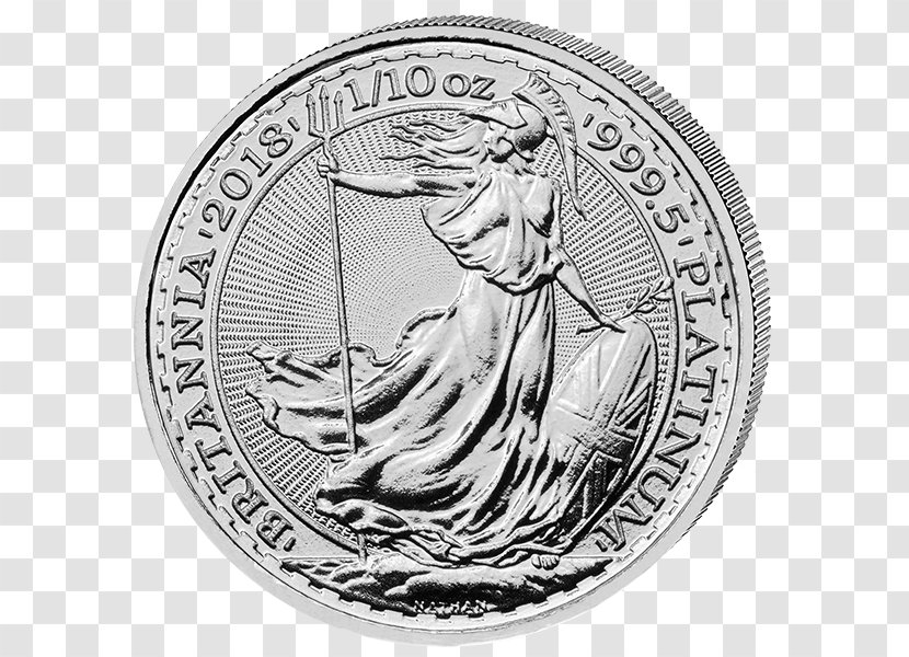 Royal Mint Britannia Platinum Coin Bullion - Black And White Transparent PNG