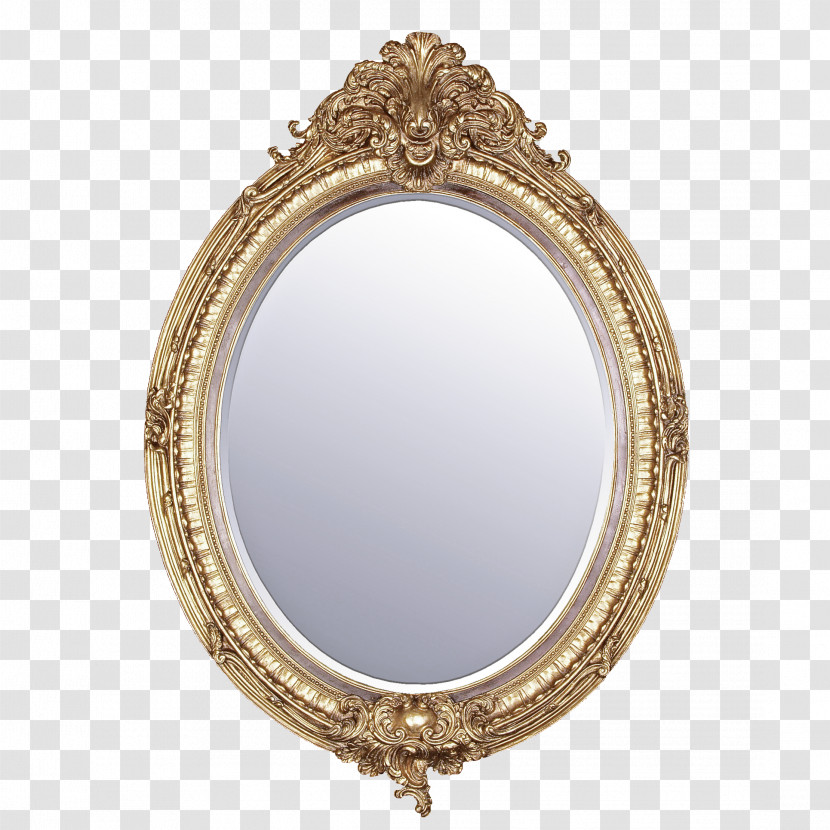 Mirror Oval Makeup Mirror Bronze Brass Transparent PNG