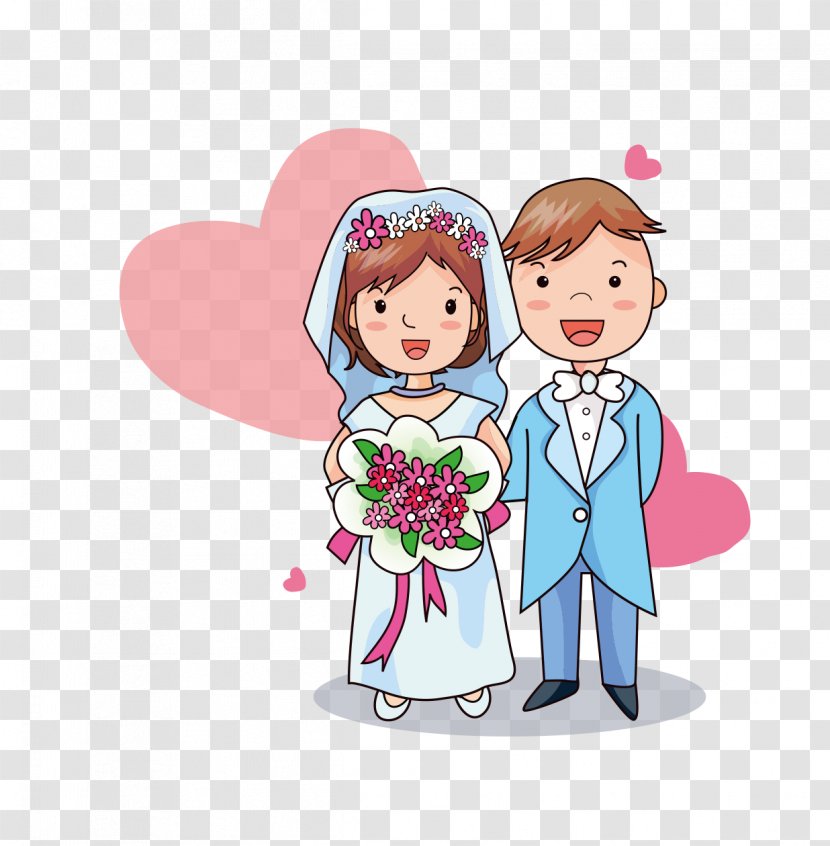 Wedding Invitation Bridegroom Cartoon - Heart - Bride And Groom Transparent PNG