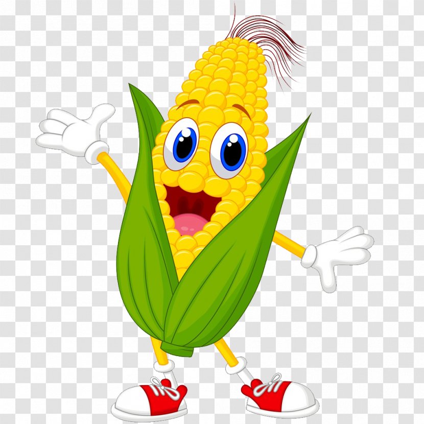 Cartoon Maize Corn On The Cob Royalty-free - Flowering Plant Transparent PNG
