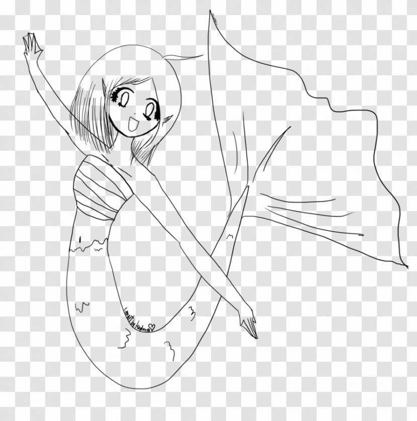 Line Art Drawing Cartoon /m/02csf - Flower - Mermaid Template Transparent PNG