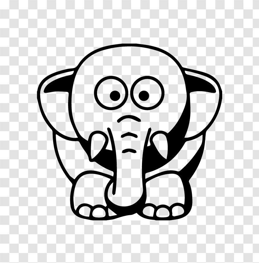 Elephant Cartoon Drawing Black And White Clip Art - Tree Transparent PNG