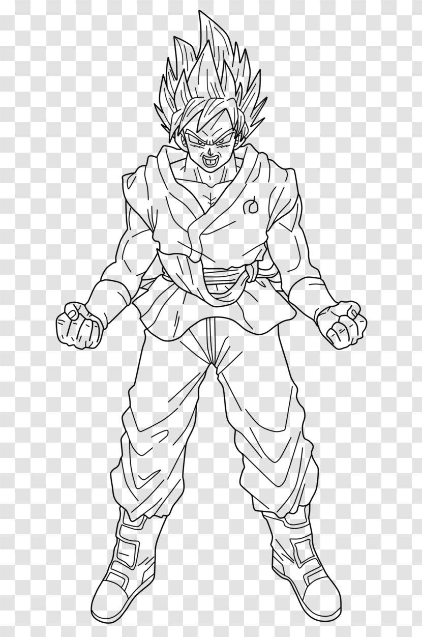 Line Art Goku Vegeta Super Saiyan Gogeta - Standing Transparent PNG