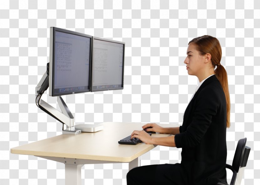 Sit-stand Desk Computer Monitors Sitting - Human Factors And Ergonomics Transparent PNG