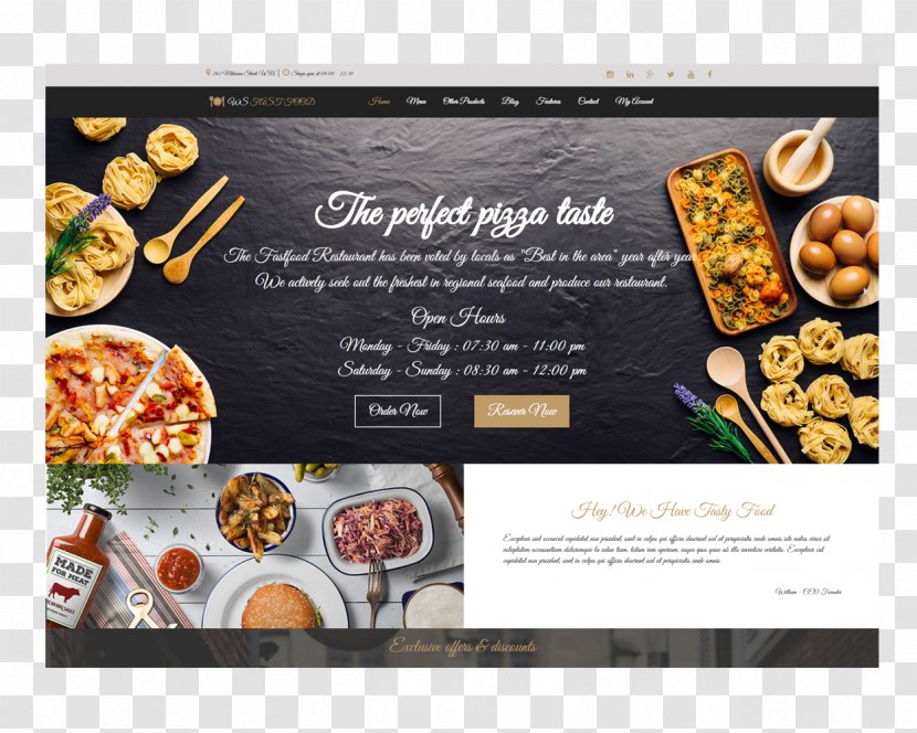 Fast Food Restaurant Responsive Web Design Cafe - Pizza Transparent PNG