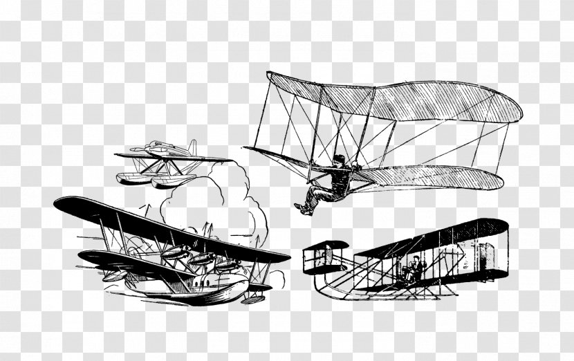Airplane Antique Aircraft Aviation - Wing - Vector Character Parachute Transparent PNG