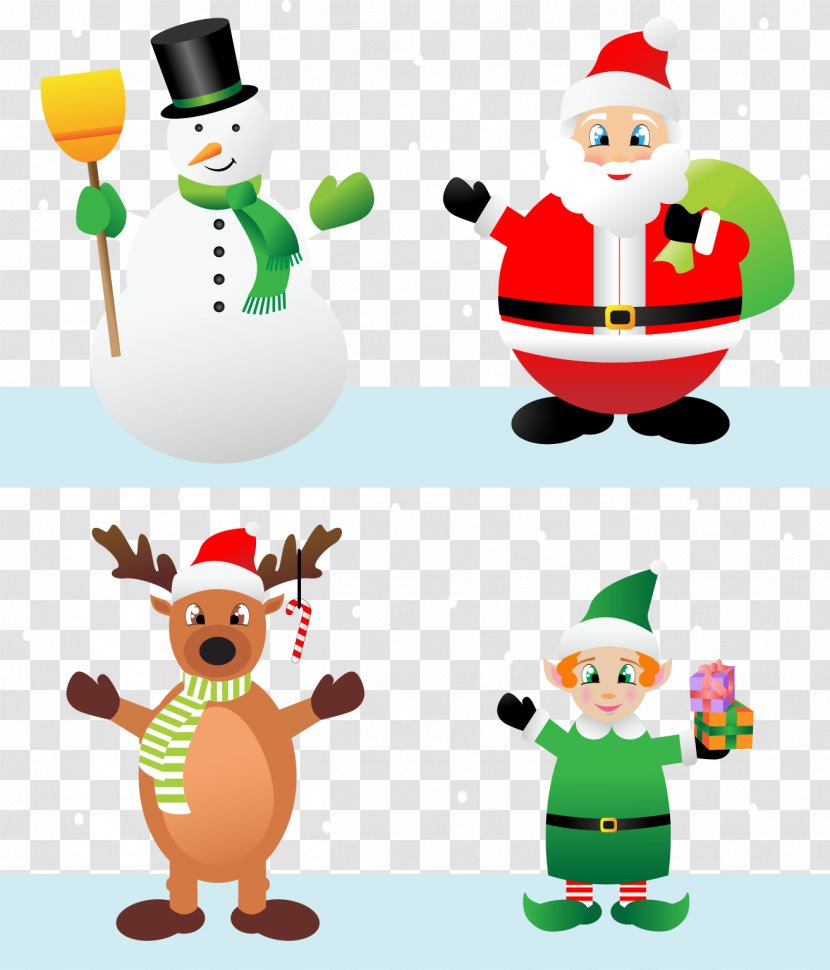 Santa Claus Reindeer Christmas Elf - Vector Snowman Transparent PNG