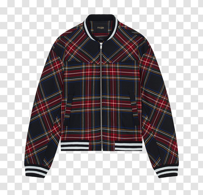 Tartan Jacket Outerwear Clothing Coat - Maje - Plaid Transparent PNG