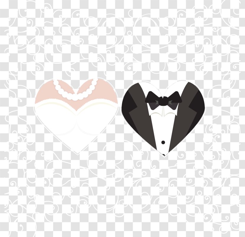 Wedding Invitation Bridegroom - Heart-shaped Bride And Groom Background Pattern Vector Material Transparent PNG
