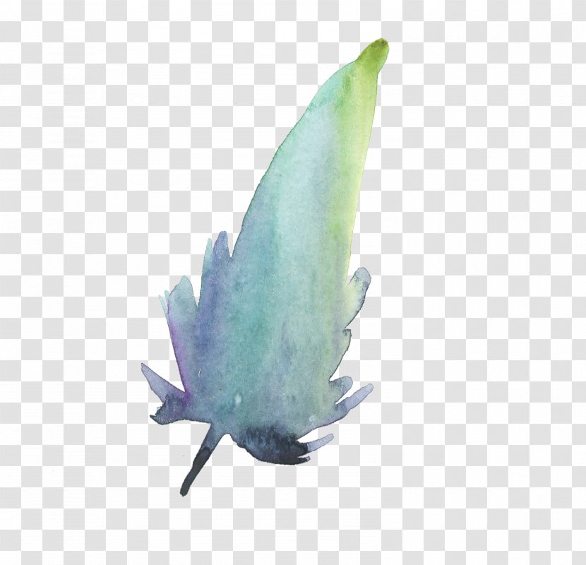 Painting Flowers Watercolor Leaf - Turquoise - Leaves Feather 02 Transparent PNG