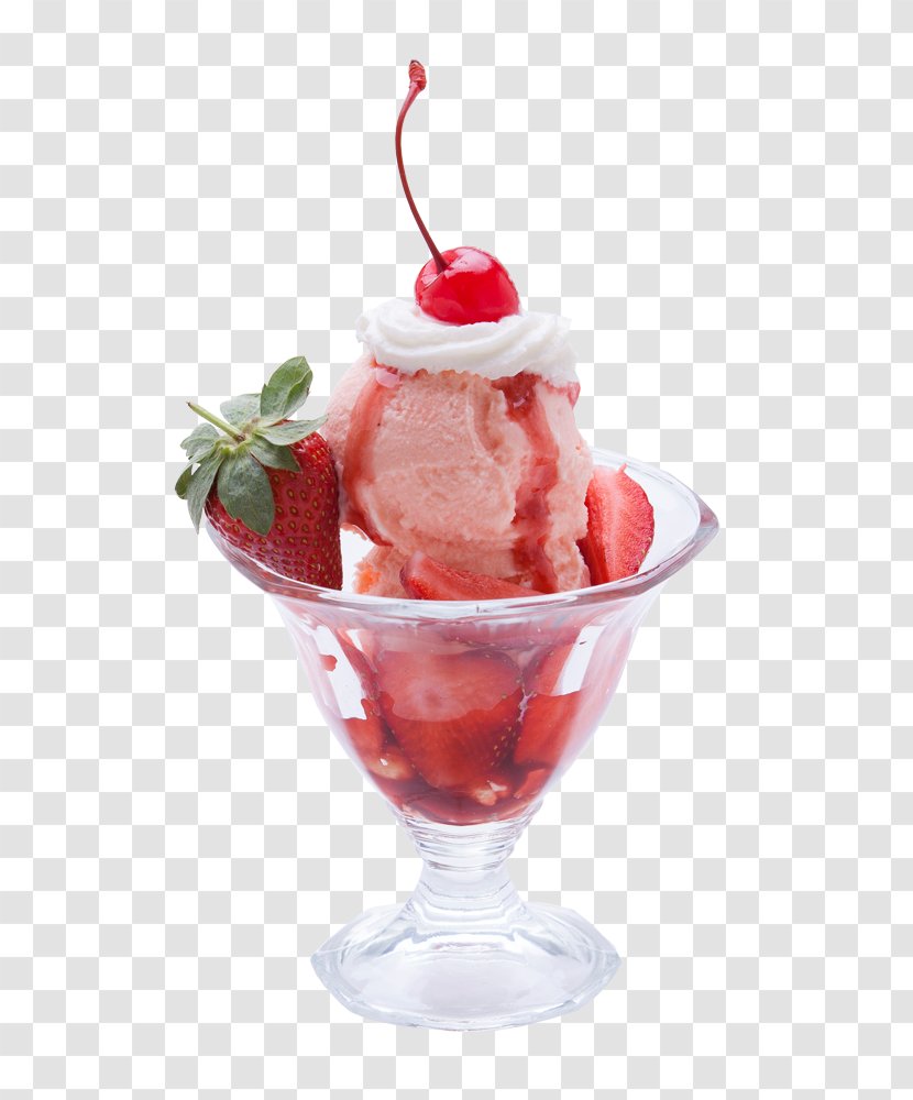 Sundae Sorbet Ice Cream Parfait Knickerbocker Glory - Strawberry Transparent PNG