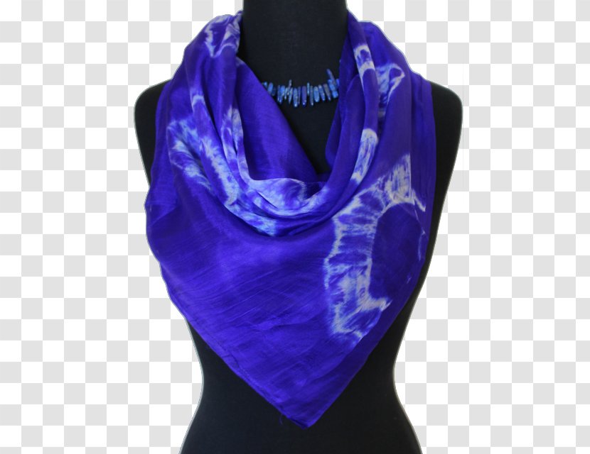 Cobalt Blue Scarf Neck Silk - Tie Die Transparent PNG