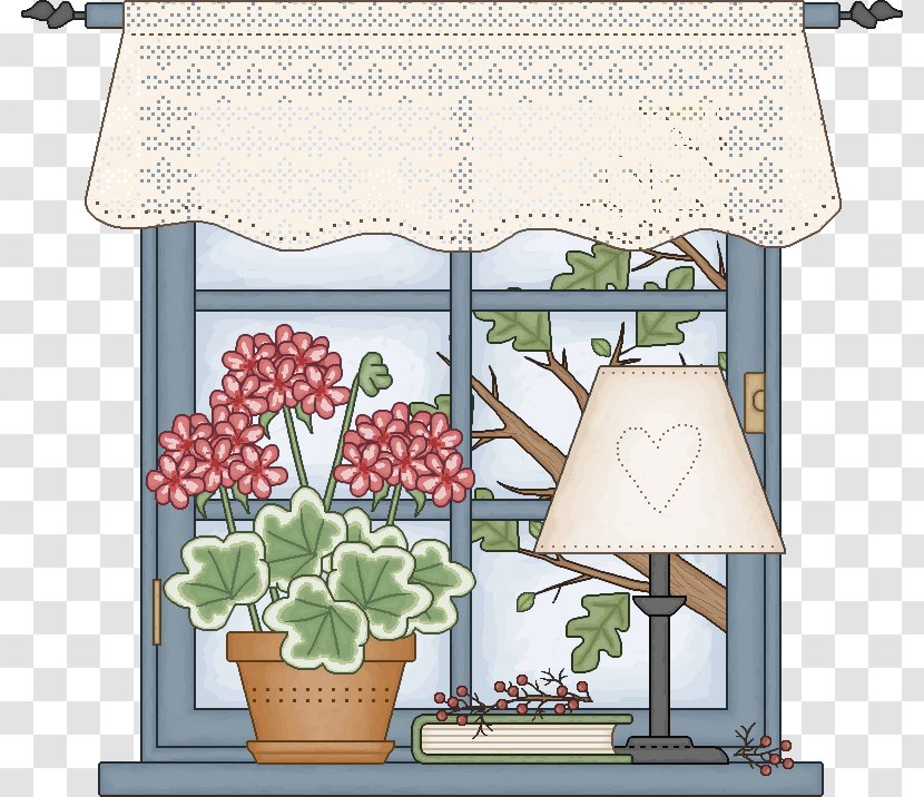 Vintage Clothing Window Floral Design Decoupage Clip Art Transparent PNG