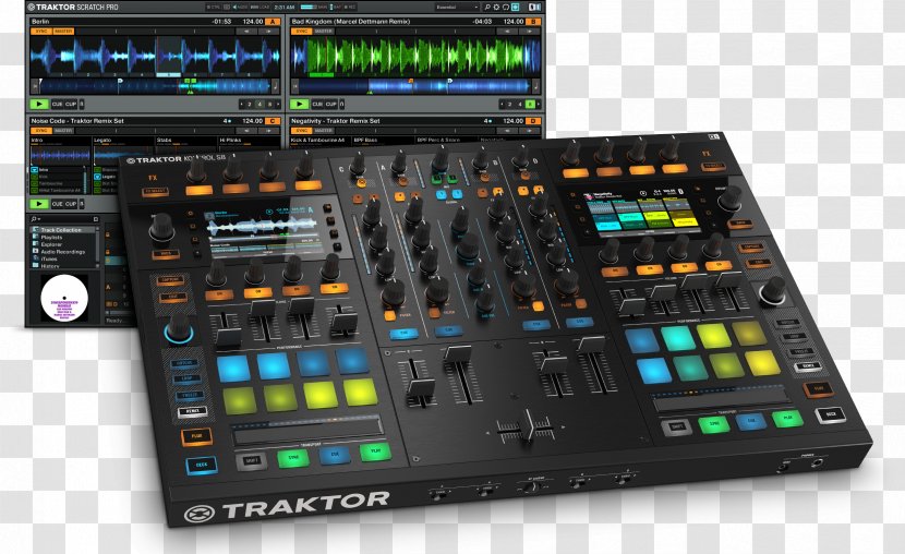 Native Traktor Kontrol S8 DJ Controller Disc Jockey Instruments - Sound Mixer - Scratching Transparent PNG