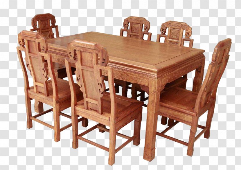 Table Chair Printing - Furniture - The Family Of Seven Sets Rosewood Chairs Transparent PNG