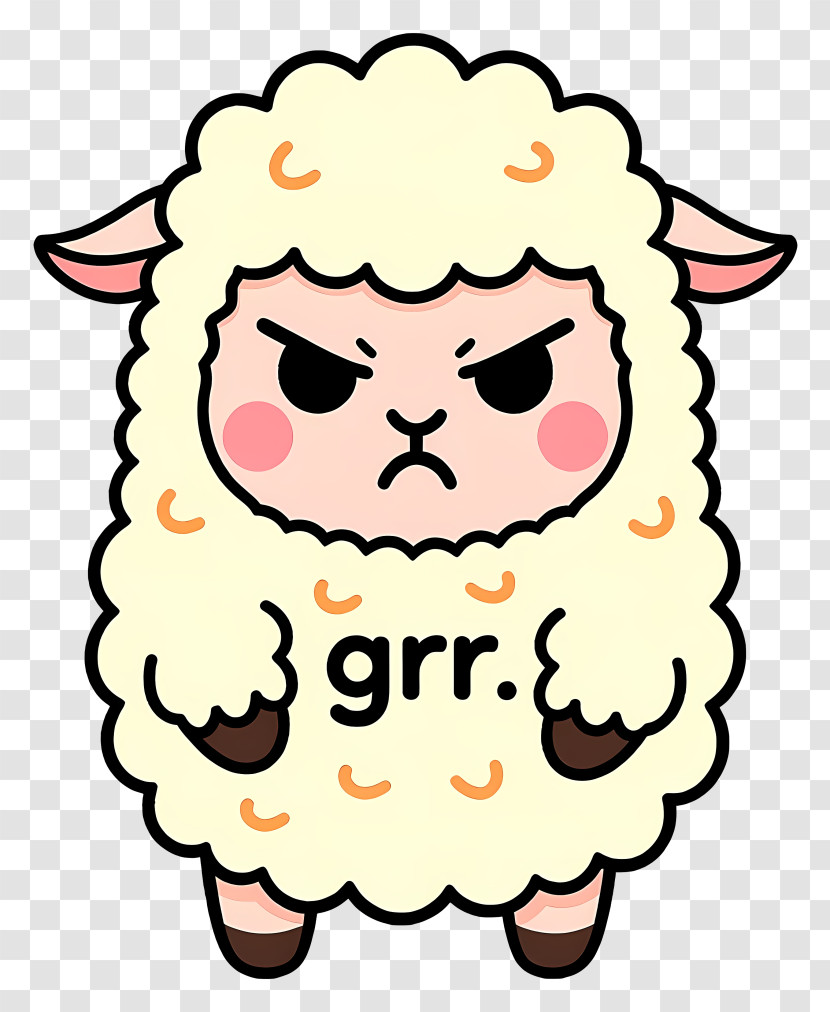 Kawaii Sheep - Grumpy Fluffy Sheep Transparent PNG