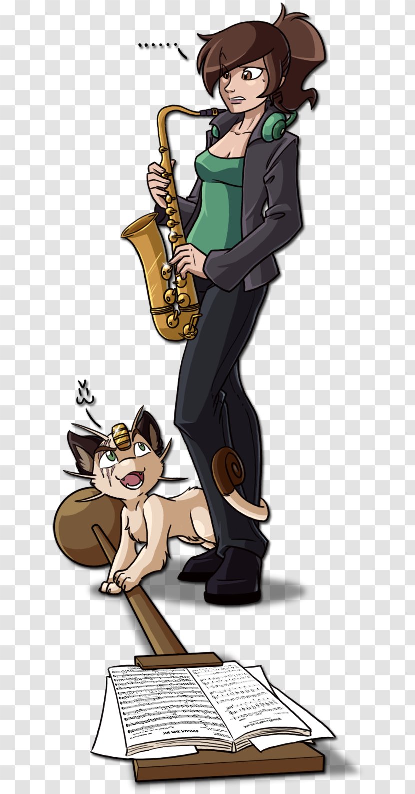 Fiction Cartoon Character Artist - Heart - Saxophone Drawing Transparent PNG