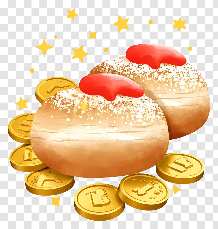 Sufganiyot - Jelly Donuts With Gold Coins Transparent PNG