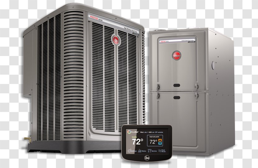 Furnace HVAC Air Conditioning Rheem Seasonal Energy Efficiency Ratio - Plumbing Transparent PNG