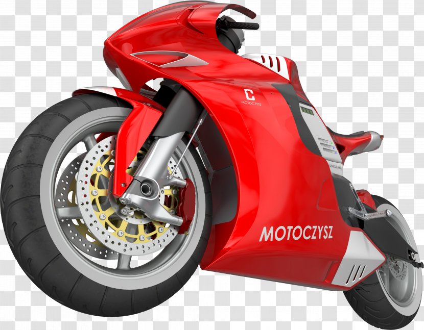 Motorcycle Car Clip Art - Rendering - Red Moto Image, Transparent PNG