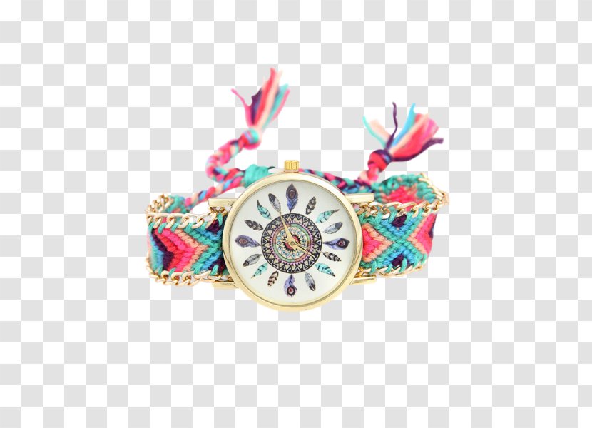 Turquoise Dreamcatcher Dial Watch Clock - Feather - Pattern Transparent PNG