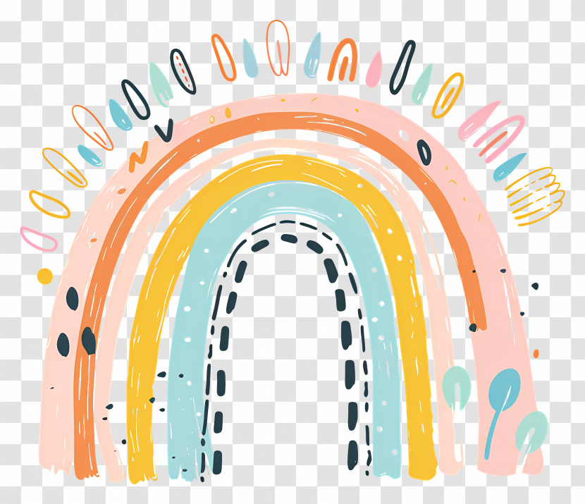 Doodle Rainbow - Colorful Doodle Rainbow Artwork Transparent PNG