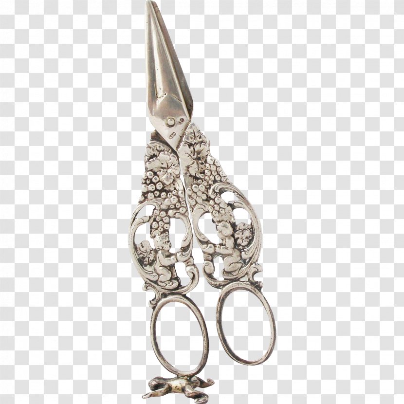 Earring Body Jewellery Silver Charms & Pendants - Scissors Transparent PNG