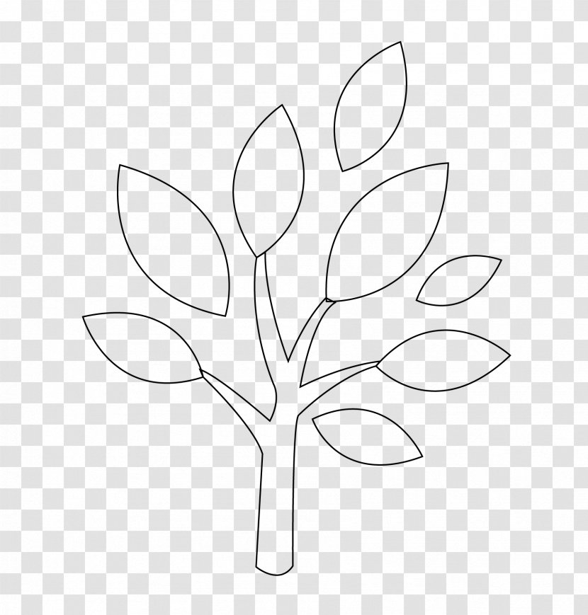 Line Art Flowering Plant Leaf Petal Stem - Monochrome Transparent PNG