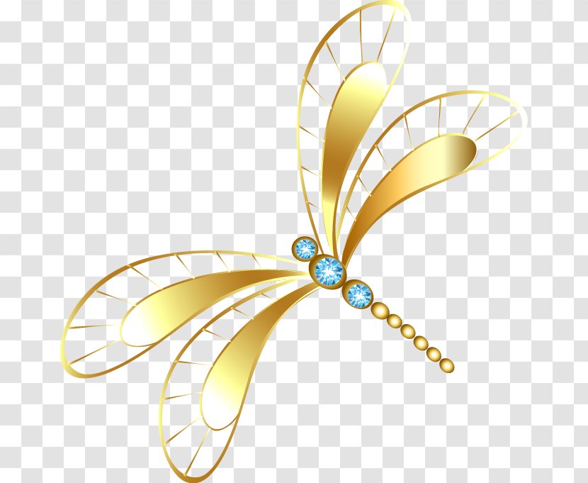 Dragonfly Clip Art - Diamond - Gold Exquisite Transparent PNG