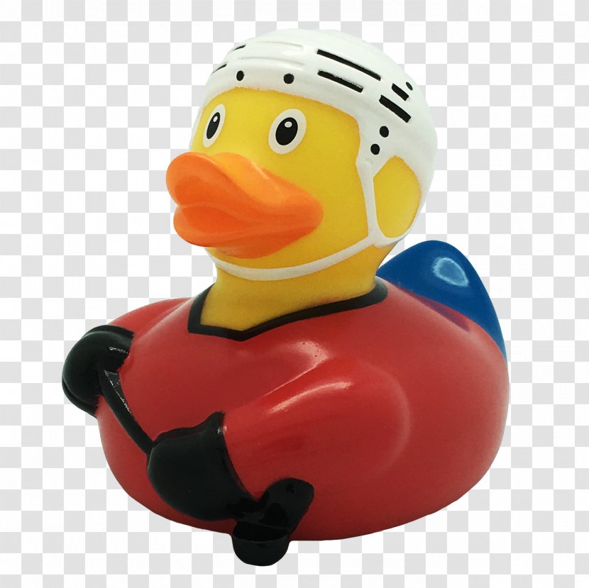 Rubber Duck Toy Ice Hockey Bathtub - Red Transparent PNG