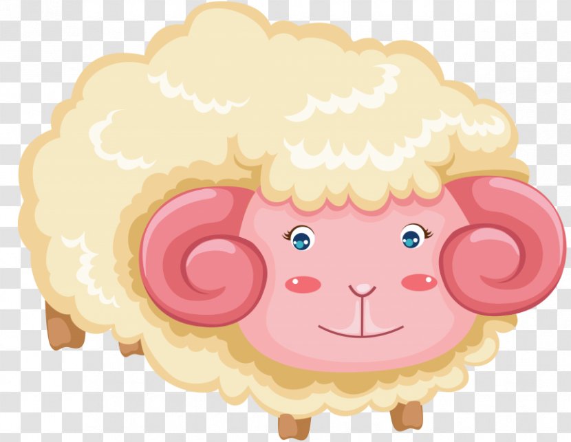 Food Product Illustration Pink M Animal - Animated Cartoon - Free Sheep Vector Transparent PNG