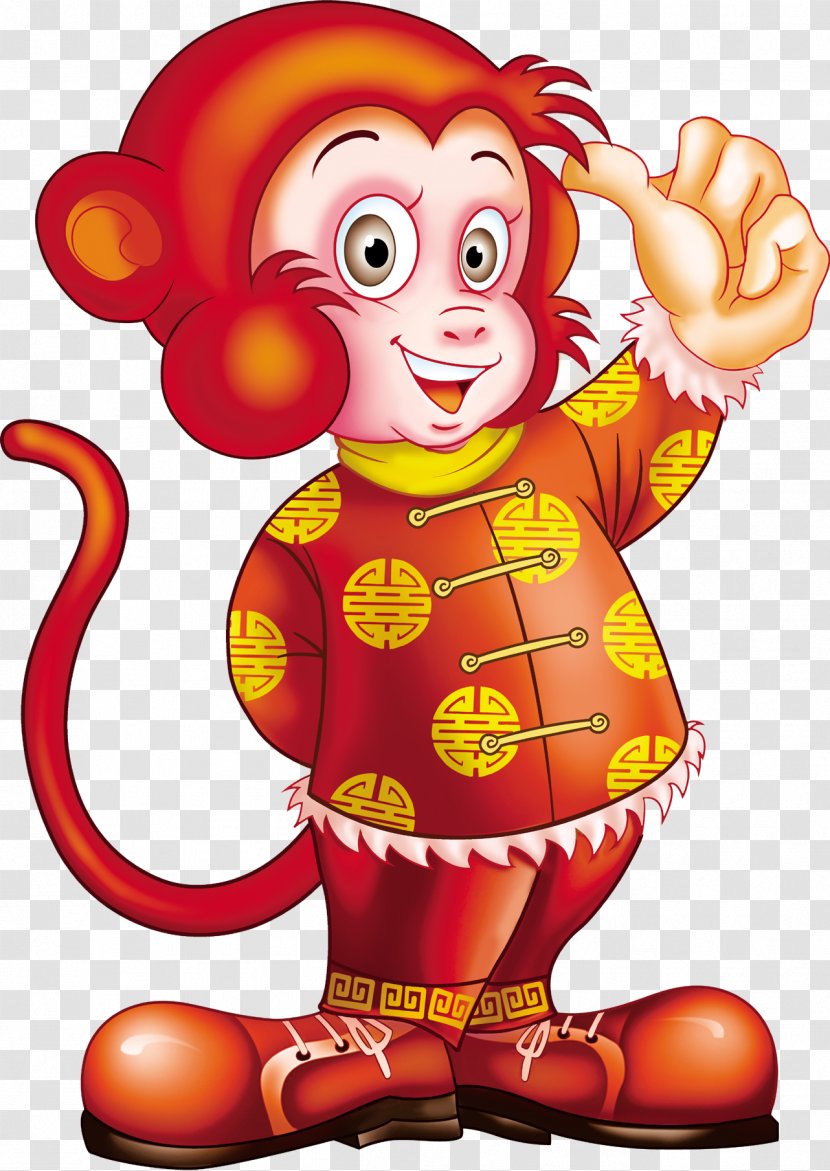 Monkey Chinese New Year Happiness Clip Art - Heart - Cute Cartoon Transparent PNG