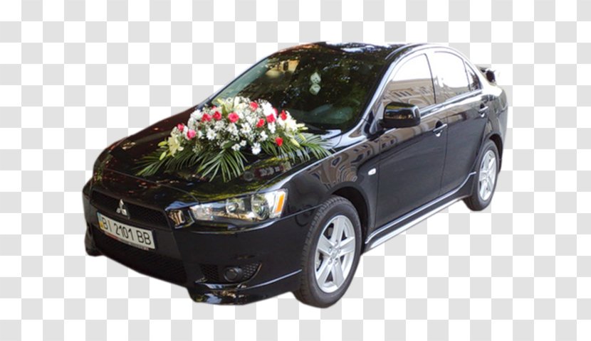 Mitsubishi Lancer Bride Wedding Invitation Flower Wagon - Bumper - Black Car Transparent PNG