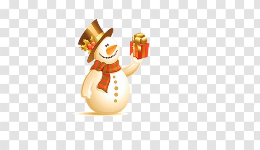 Christmas And Holiday Season Card Wish - New Year - Snowman Holding A Gift Transparent PNG