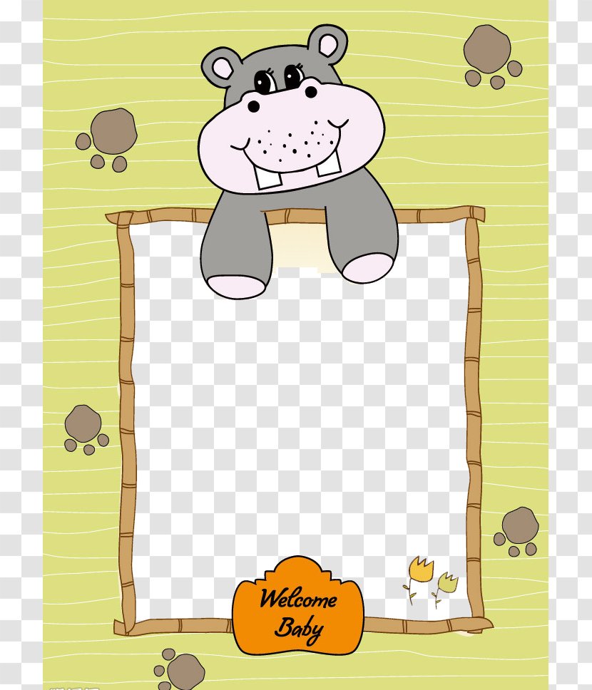 Picture Frame - Art - Cute Hippo Border Transparent PNG