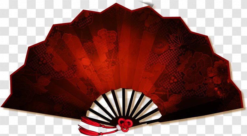 China Hand Fan - Decorative - Red Chinese Transparent PNG