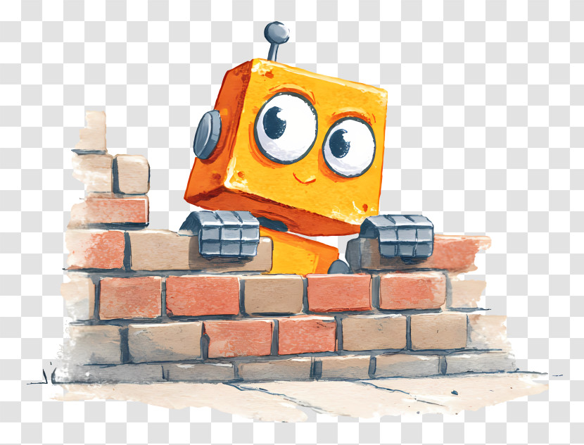 Robot Peeking Out - Orange Robot Transparent PNG