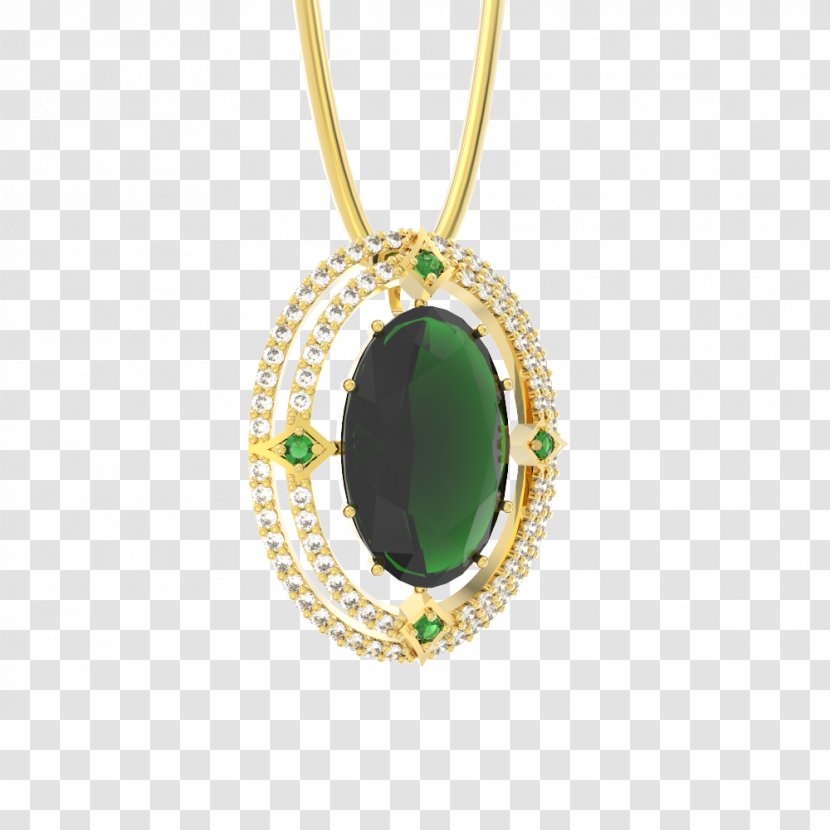 Emerald Earring Locket Necklace Jewellery - Model Transparent PNG
